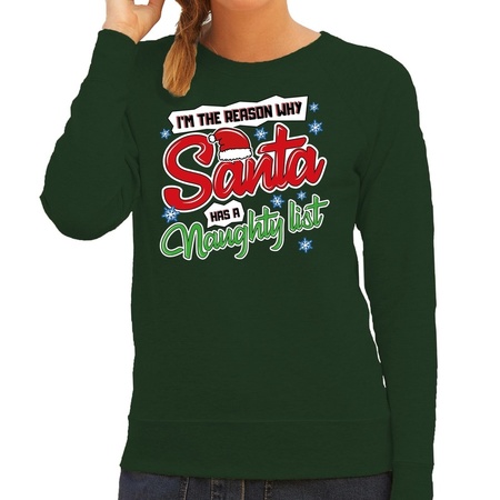 Christmas sweater why Santa has a naughty list green for women