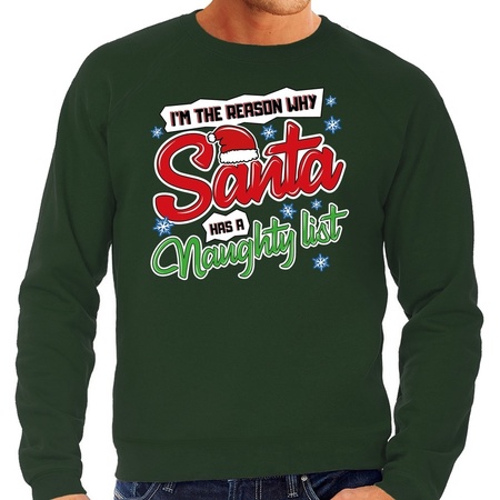 Christmas sweater why Santa has a naughty list green for men