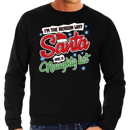 Christmas sweater why Santa has a naughty list black for men
