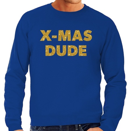 Blue Christmas sweater x-mas dude gold for men