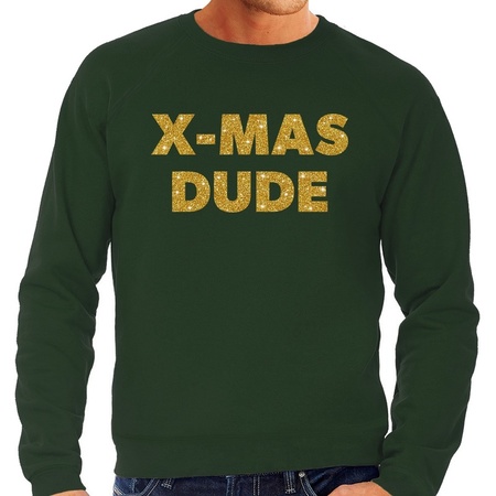 Green Christmas sweater x-mas dude gold for men