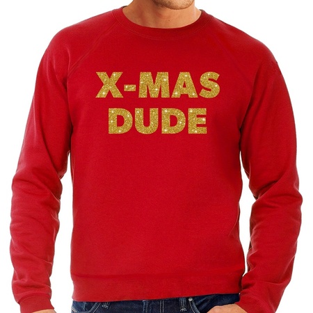 Red Christmas sweater x-mas dude gold for men