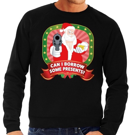 Christmas sweater black Can I Borrow Some Presents for men