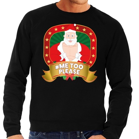Christmas sweater black Hashtag Me Too Please for men