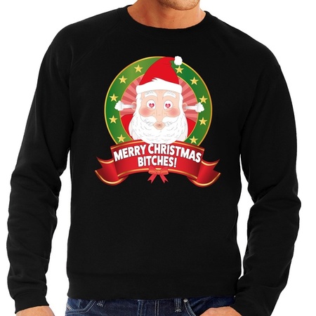 Christmas sweater black Merry Christmas Bitches for men