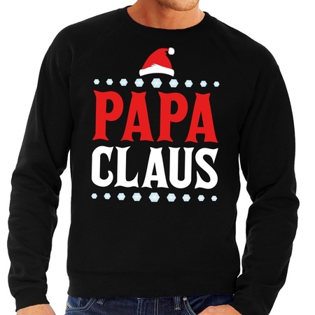 Foute kersttrui zwart Papa Claus voor heren