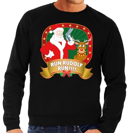 Merry Christmas sweater black Run Rudolf Run for men