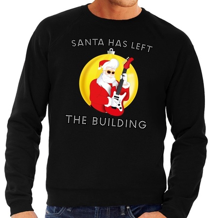 Christmas sweater black Santa Elvis has Left the Building men