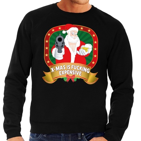 Merry Christmas sweater black X-mas is fucking expensive for men