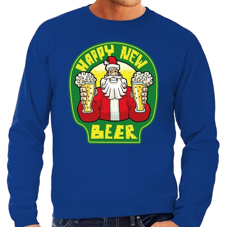Christmas / newyear sweater happy new beer blue for men