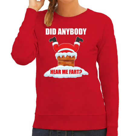 Fun Kerstsweater / outfit Did anybody hear my fart rood voor dames
