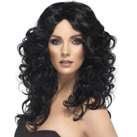 Glamour wig black curling hair