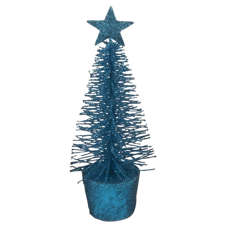 Blue mini tree with glitter 15 cm