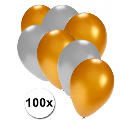 Feest ballonnen goud en zilver 100x