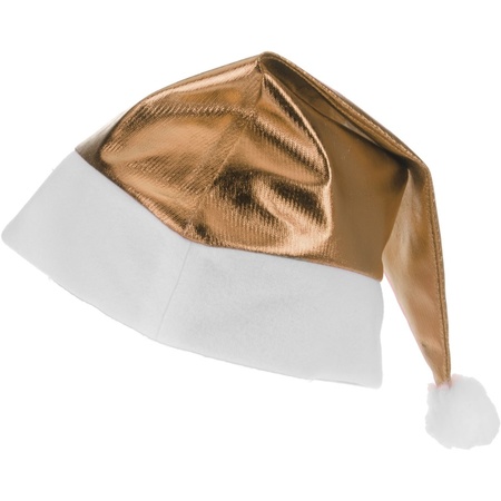 Gold shiny Santa hat for adults