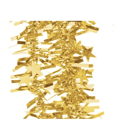Gouden kerstversiering folieslinger met sterretjes 180 cm