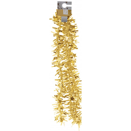 Gouden kerstversiering folieslinger met sterretjes 180 cm