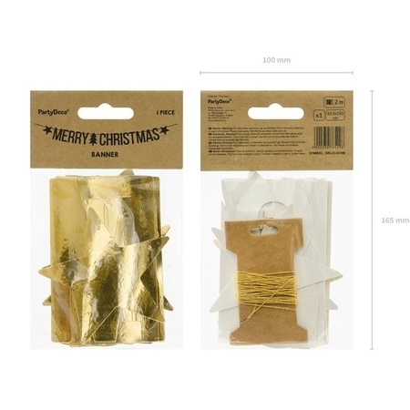 Gold Merry Christmas DIY banner flagline/bunting 20 x 175 cm