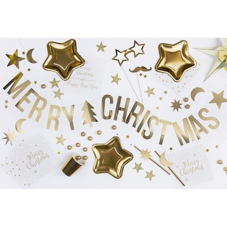 Gold Merry Christmas DIY banner flagline/bunting 20 x 175 cm