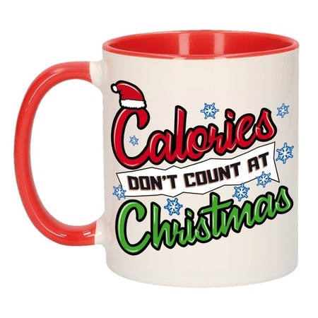 Grappige Kerstmis mok calories dont count at Christmas 300 ml 