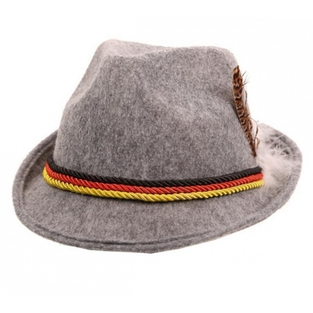 Grey German Tyrolean hat dress up accessory for adults