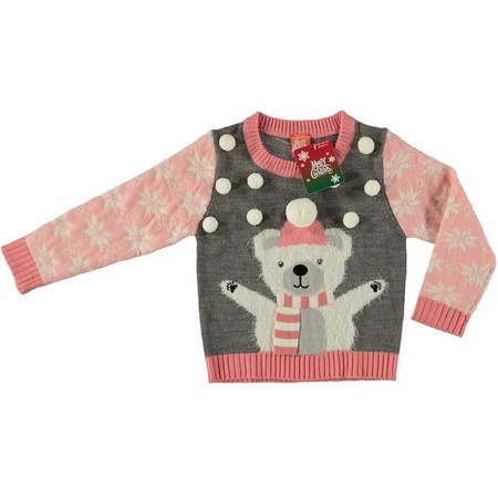 Grey Christmas jumper polar bear for girls size 104/110
