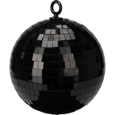 Grote discobal kerstbal /spiegel kerstbal- 1x -zwart -15cm -kunststof