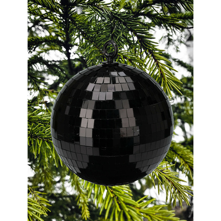 Grote discobal kerstbal /spiegel kerstbal- 1x- zwart -18 cm -kunststof