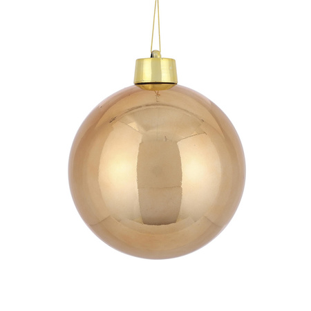 1x Large plastic christmas bauble light copper 20 cm