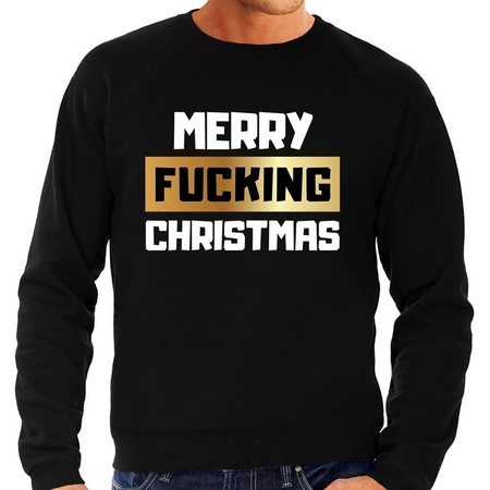Big size Christmas sweater merry fucking christmas black for men