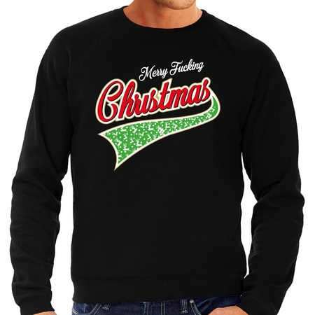 Big size Christmas sweater Merry fucking christmas black for men
