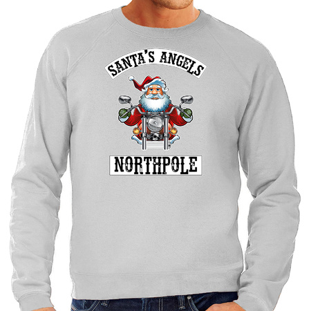 Grote maten foute Kersttrui / outfit Santas angels Northpole grijs voor heren