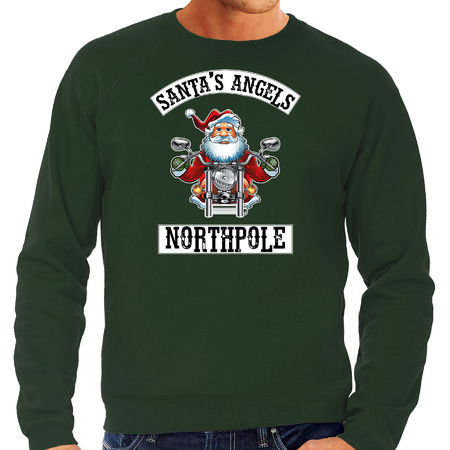 Plus size Christmas sweater Santas angels Northpole green for men
