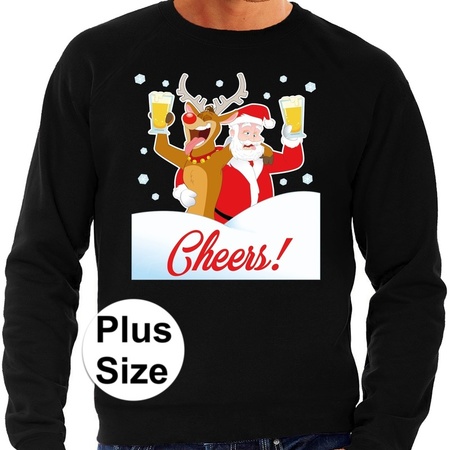 Plus size Christmas sweater Drunk Santa/Rudolf black men