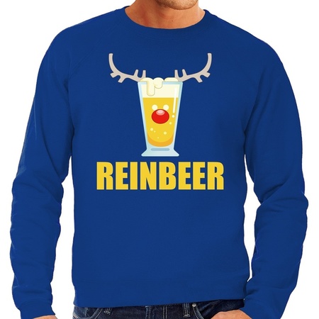 Big size Christmas sweater Reinbeer blue men