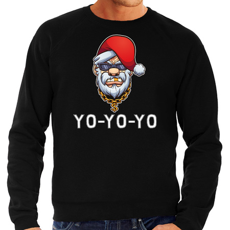 Plus size Gangster / rapper Santa Christmas sweater black for men