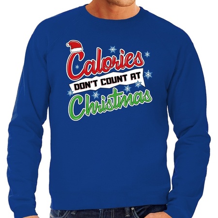 Big size xmas sweater calories dont count at christmas blue men