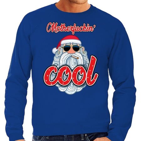Big size Christmas sweater motherfucking cool blue for men