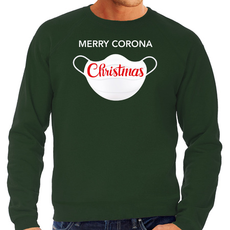 Grote maten Merry corona Christmas foute Kersttrui / outfit groen voor heren