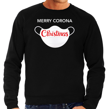 Plus size Merry corona Christmas sweater black for men
