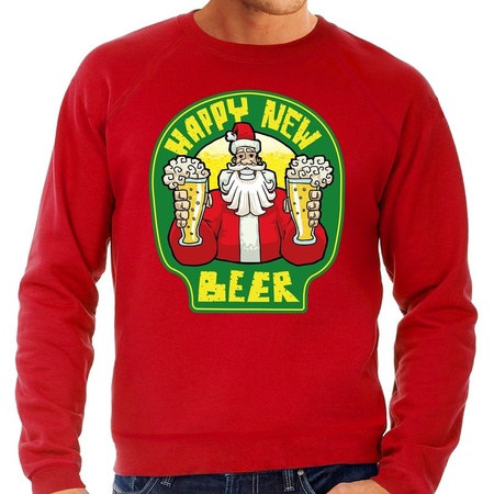 Big size Christmas / new year sweater happy new beer red men