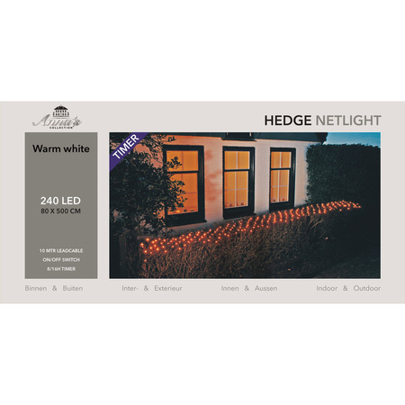 Hedge net lights with timer warm white LED 500 cm