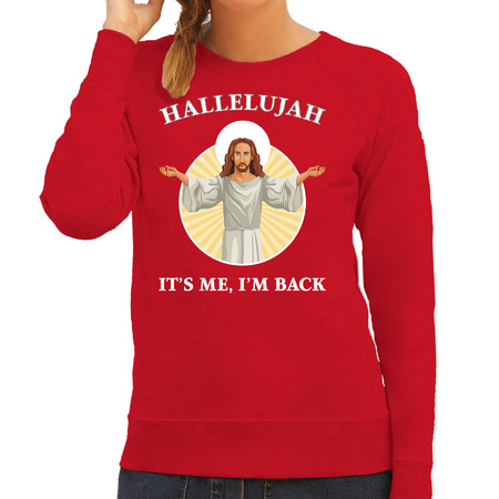 Hallelujah its me im back Christmas sweater red for women