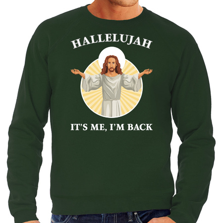 Hallelujah its me im back Christmas sweater green for men