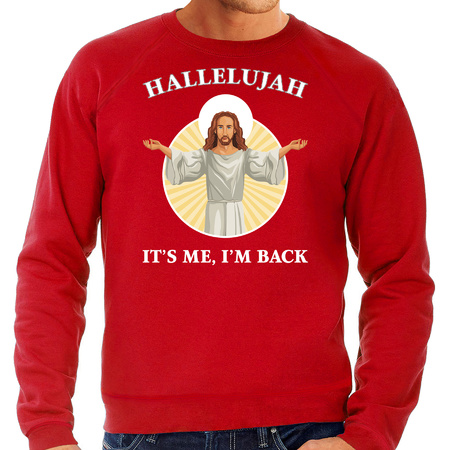 Hallelujah its me im back Christmas sweater red for men