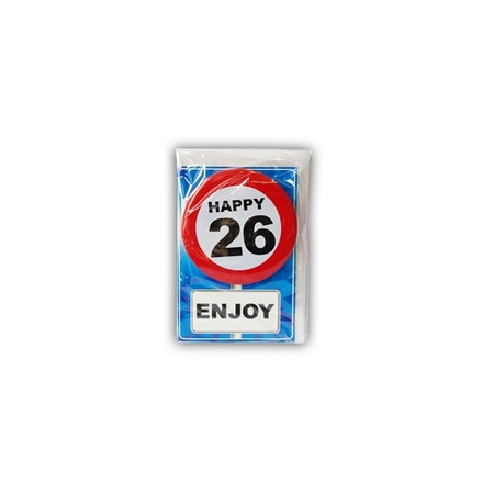 Happy Birthday card with button 26 year