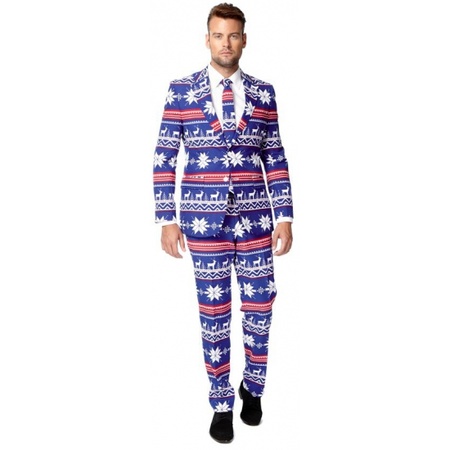 Business suit with reindeer print