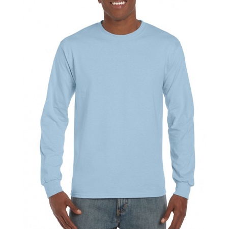 Lichtblauwe t-shirts lange mouwen top kwaliteit
