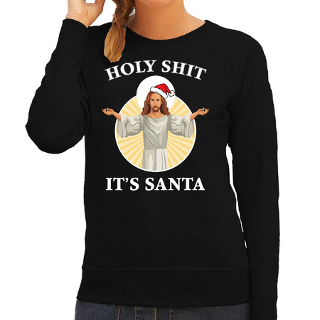 Holy shit its Santa fout Kerstsweater / outfit zwart voor dames