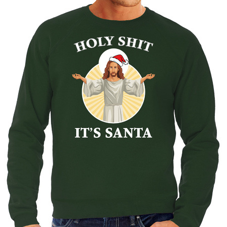 Holy shit its Santa fout Kersttrui / outfit groen voor heren